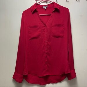 Red Long Sleeve Button Up Shirt